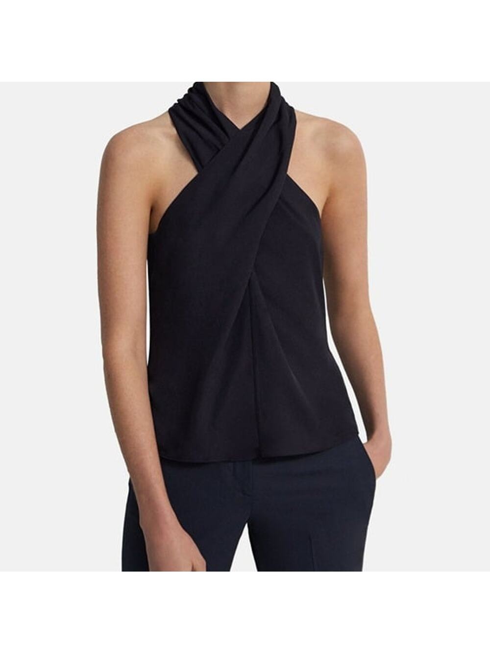 THEORY Twisted Halter Top in Washed Twill